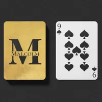 Weathered Gold Personalized Monogram Custom Name Poker Cards