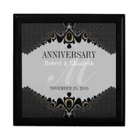 Stylish Grey+Black Ornate Wedding Anniversary Gift Jewelry Box