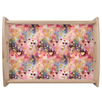 Valentine's Day Abstract Gold Color Hearts Serving Tray