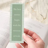 Sage Gingham inspirational Quote Baby Shower Favor Bookmarks