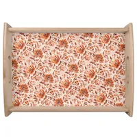 Abstract Floral Watercolor Pattern Autumn Colors Serving Tray