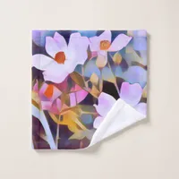 Purple Pink Blue Beautiful Floral  Wash Cloth