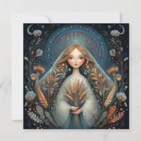 Virgo Maiden Zodiac Astrology Celestial Birthday Card