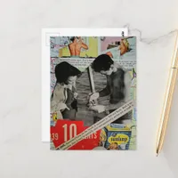 A Retro Day at the Beach Collage Postcard