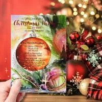 Watercolor Festive Ornament with Bow Acrylic Invitations