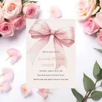 Pink bow cream elegant SWEET 16 rose gold Foil Invitation