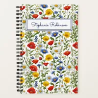 Colorful Wildflowers Beautiful Floral Personalized Notebook