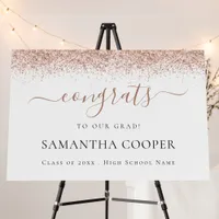 Rose Gold Glitter Congrats Grad 2024 Graduation Foam Board