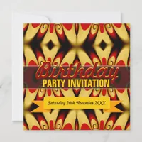 Gold Red Bold Birthday Party Invitation