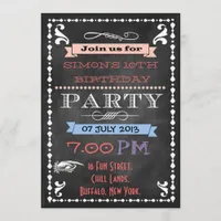 Retro Chalkboard Kids Sleepover Birthday Party Invitation