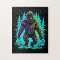 Sasquatch Bigfoot in Teal and Black Jigsaw Puzzle