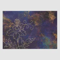 Gold Floral Grunge Damask Tissue Paper