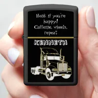 Stylish Gold Semi-Truck Graphic Zippo Lighter