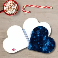 Deep Blue & Bright Snowflakes Heart Notebook