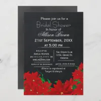 chalkboard poinsettias winter Bridal shower Invitation