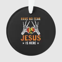 Jesus Is Heart Skeleton Hand Minimal Design Ornament