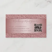 QR Code Rose Gold Sparkle Glitter Drips Luxury Business Card