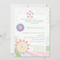 Whimsical Floral Pretty Pastel Baby Shower Invitation