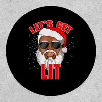 Let's Get Lit Drinking Santa Hat Christmas Lights  Patch