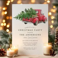 Watercolor Red Truck Vintage Christmas Party Invitation