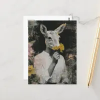  Take Time To Smell The Flowers Deer Collage Postcard