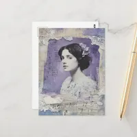 Vintage Woman Purple Collage Sheet Music  Postcard