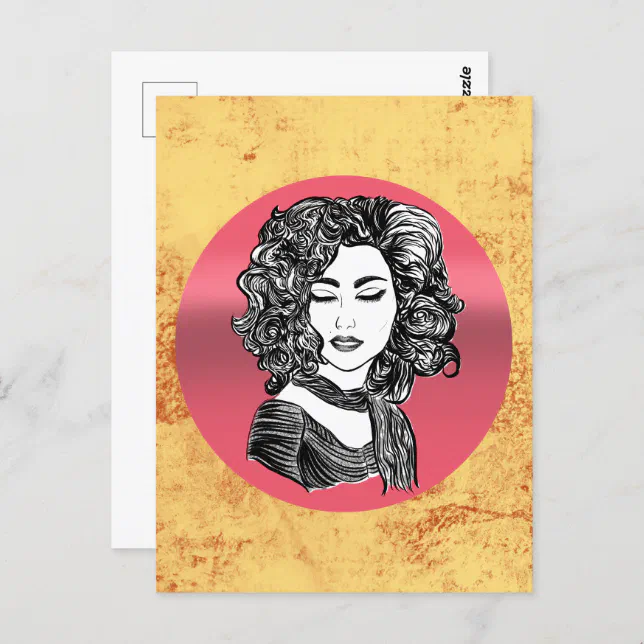 Beauty curly hair   postcard