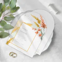 Wildflower Wedding Watercolor Gold Arch ID954 Invitation