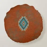 Southwest Canyons Copper Colored Geometric Diamond Round Pillow