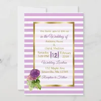 Purple StripePetunias and Gold Wedding Invitations