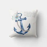 Nautical Baby Birth Stats Pillow | Blue Watercolor