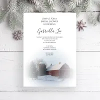 Snow Covered Barn and Silo Winter Bridal Shower Invitation