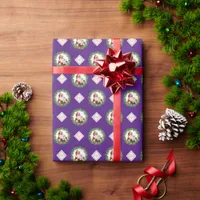 Purple Logo Christmas Santa Gifts Pattern Company Wrapping Paper