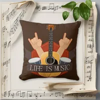 Bold Red Rock Guitar Hexagon Music Design Throw Pillow