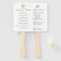 Vintage Seashell Wedding Program Menu Combination Hand Fan
