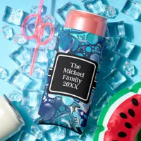 Personalized Blue Sea Bubbles Abstract Art Seltzer Can Cooler