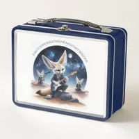 Cute Fennec Foxes Rocking Acoustic Guitars Metal Lunch Box