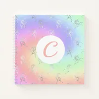 Silver Unicorn Pastel Ombre Initial  Sketchbook Notebook