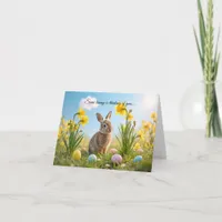 Cute Easter Bunny and Daffodil  Card