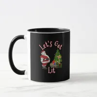 Let's Get Lit Santa Christmas Tree Design Mug