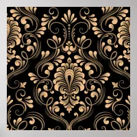 Gold on Black Pattern | Poster