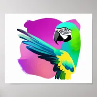 Cute AI Generated Watercolor Style Green Parrot Poster