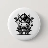 Whimsigoth Cyborg Cow Vintage Art Design Classic Button