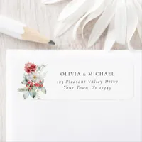 Elegant Christmas Floral Wedding Return Address Label