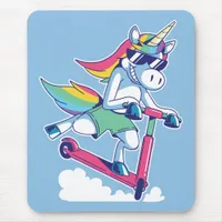 Unicorn on a Scooter Mouse Pad