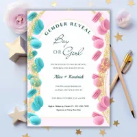 Sweet Surprise Macarons & Glitter Gender Reveal Invitation