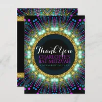 Groovy Glow Blacklight Bat Mitzvah Thank You Card