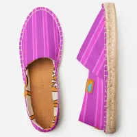 Purple Colored Vertical Striped Canvas Slip-on Espadrilles