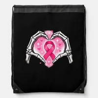 Skeleton Heart Ribbon Awareness Inspirational Desi Drawstring Bag