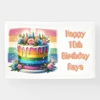 Personalized Happy Birthday | Rainbow Cake Banner